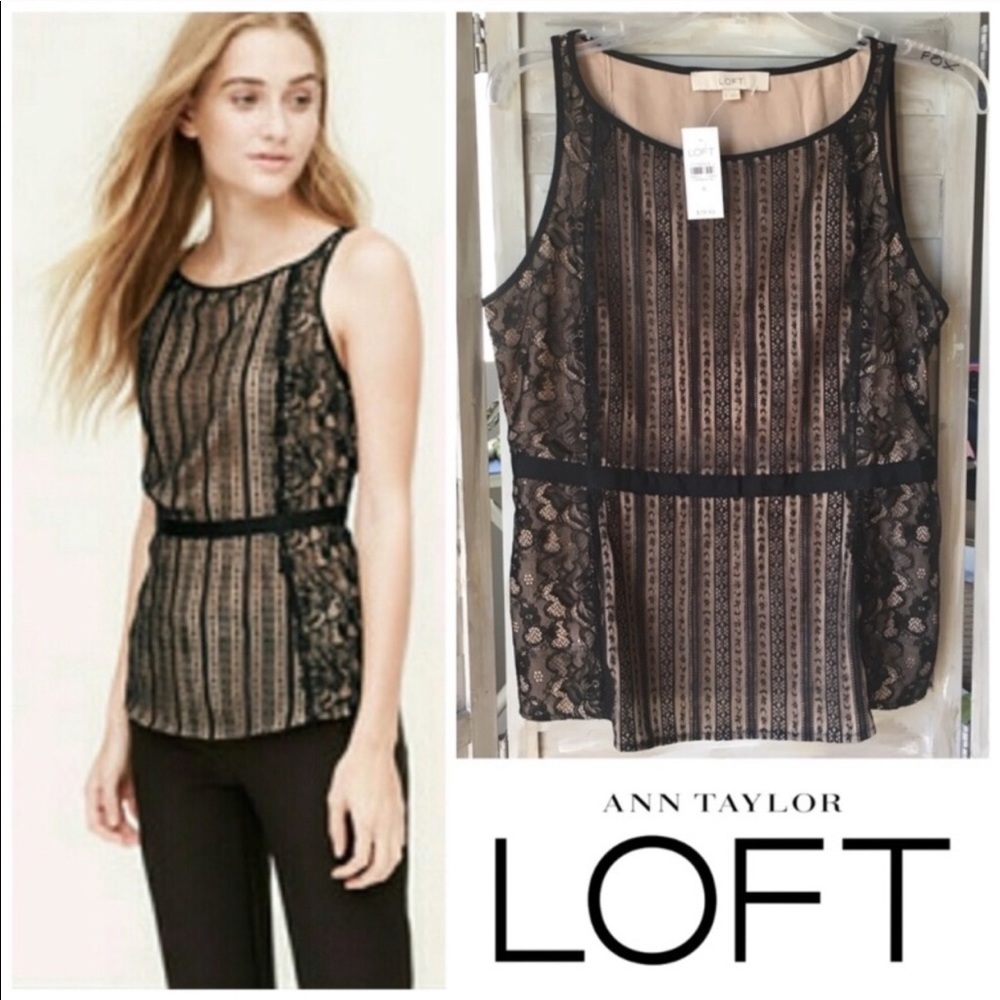 Ann Taylor Lace Sleeveless Peplum Top Sz 6